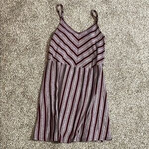 🩷Striped Sleeveless Dress - Burgundy and Gray